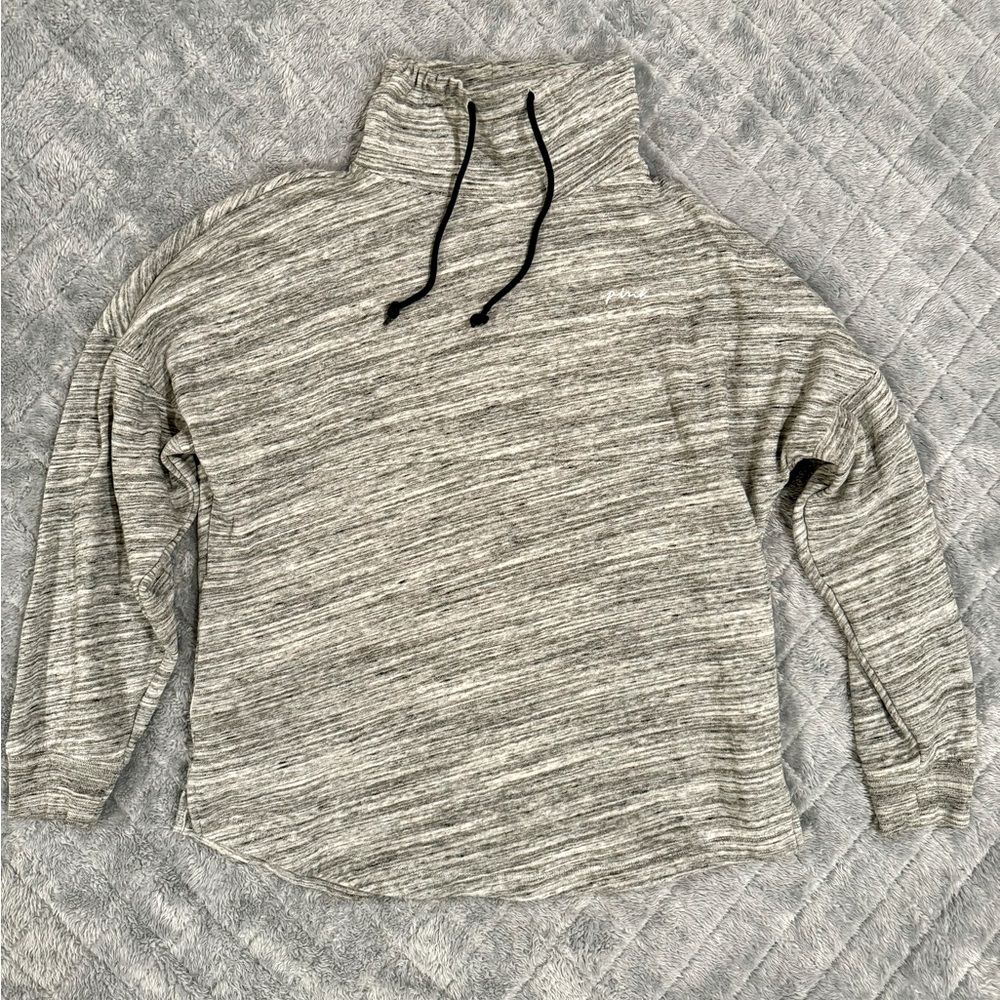 VS PINK long sleeve Funnel Neck Sweater | Women’s S |Gray Embroidered